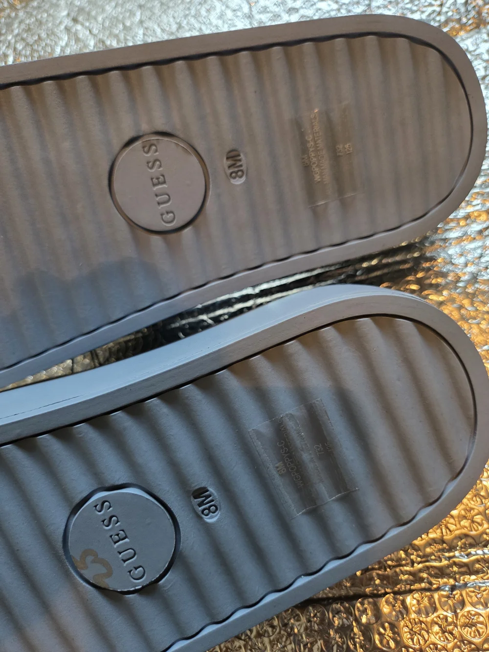 GUESS Blue/Grey Slide Sandals with Triangle Logo